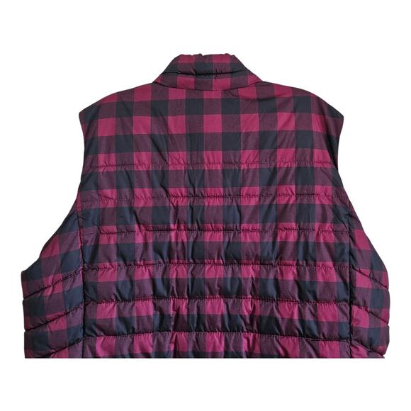 GAP Women's XXL 2X Puffer Vest Buffalo Check Red Black Snaps Gorpcore 48" AS IS - Picture 5 of 8
